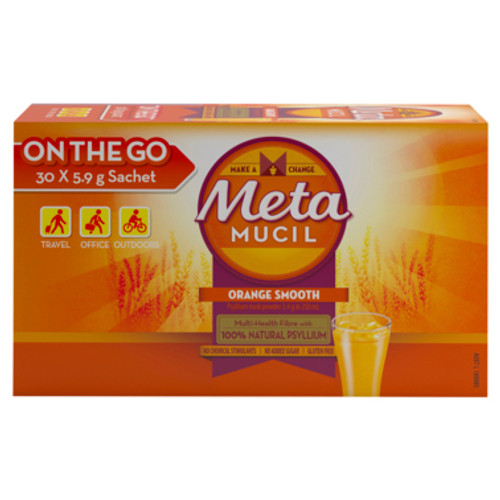 Metamucil On the Go Powder Smooth Orange 30 Sachets