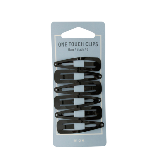 Mae One Touch Clips 5cm Black 6 Pack