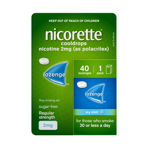 Nicorette Quit Smoking Regular Strength Nicotine Cooldrops 2mg 40  Lozenges