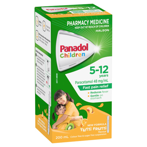 Panadol Children 5-12 Years Suspension Fever & Pain Relief Tutti Fruiti Flavour 200mL