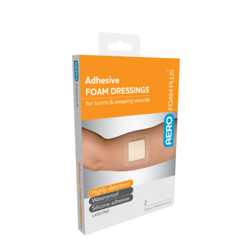 AeroFoam Plus Adhesive Foam Dressing 7.5cm x 7.5cm 2 pack