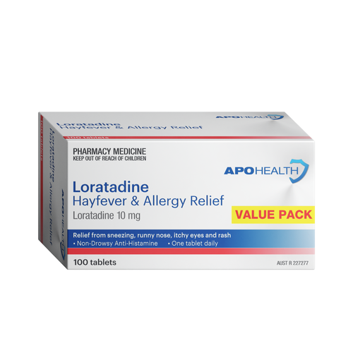 ApoHealth Loratidine 10mg Hayfever & Allergy Relief 100 Tablets
