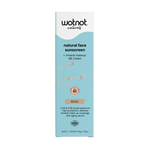 Wotnot Naturals Sunscreen & BB+ Cream SPF 40 Beige 50g