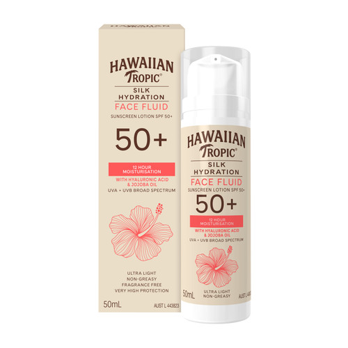 Hawaiian Tropics Silk Hydration Face Fluid SPF 50+ 50mL disc sup