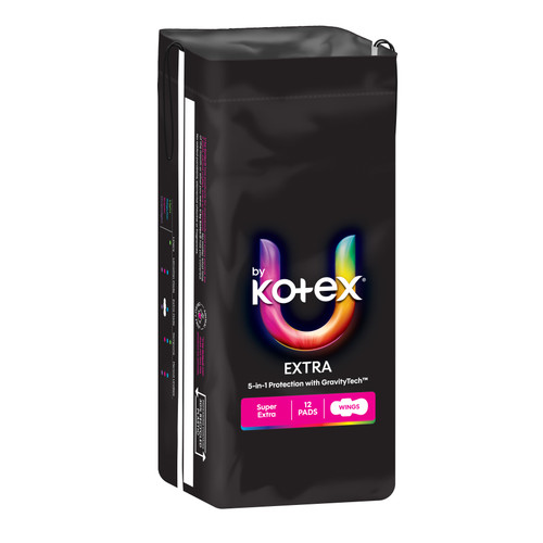 U by Kotex Extra Pads Super with Wings 12 Pack