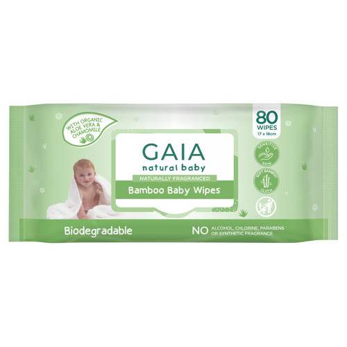 GAIA Natural Baby Bamboo Baby Wipes 80 Pack