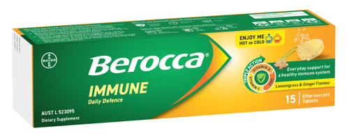 Berocca Immune Daily Defence Lemongrass & Ginger 15 Effervescent Tablets