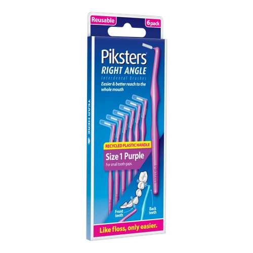 Piksters Right Angle Interdental Brushes Purple Size 1 6 Pack