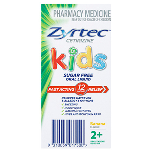 Zyrtec Allergy & Hayfever Kids Fast Acting Liquid 75mL - Banana Flavour