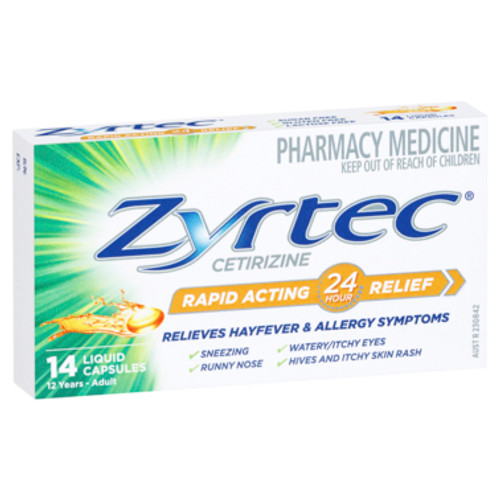 Zyrtec Rapid Acting Allergy & Hayfever Capsules 14 Pack