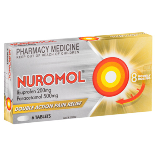 Nuromol 200mg Strong Pain Relief Tablets Ibuprofen/500mg Paracetamol 6 pack