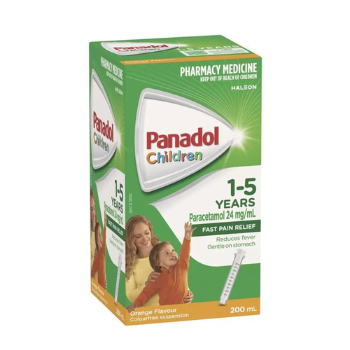 Panadol Children 1-5 Years Suspension Fever & Pain Relief Orange Flavour 200 mL