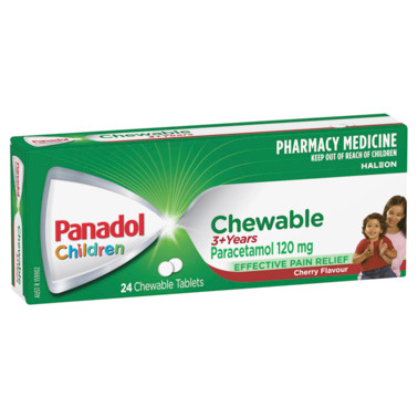 Panadol Children 3+ Years Chewable Cherry Flavour  24 Tablets