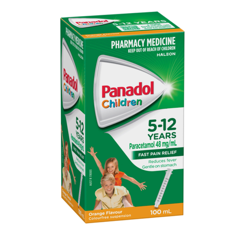 Panadol Children 5-12 Years Suspension Fever & Pain Relief Orange Flavour 100 mL