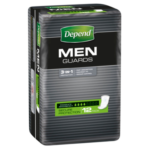 Depend Guards For Men, Moderate Absorbency, 12 Guards