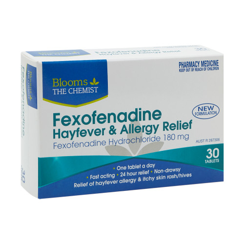 Blooms the Chemist Fexofenadine 180mg Allergy Relief 30 Tablets