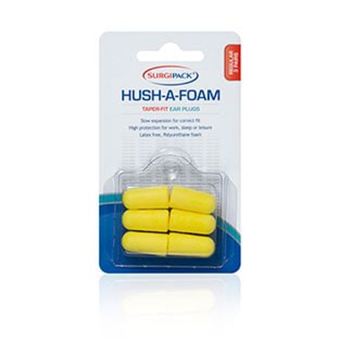 SurgiPack Hush a Foam Tapered Ear Plugs -3 pair