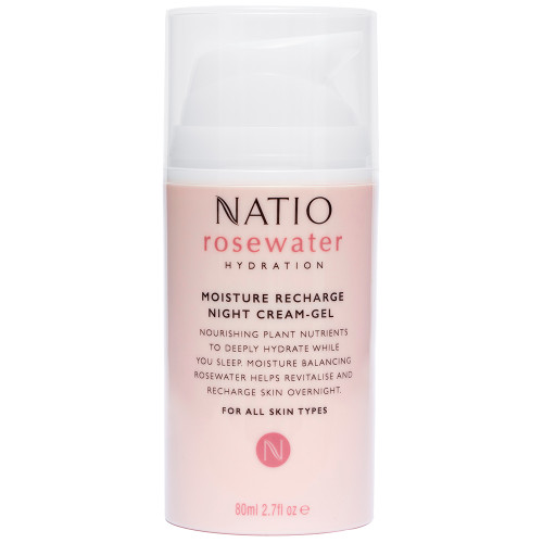 Natio Rosewater Hydration Moisture Recharge Night Cream-Gel 80mL