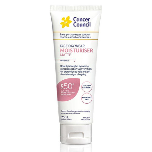 Cancer Council Face Wear Moisturiser Invisible Matte SPF50+75mL