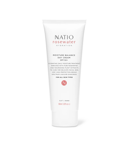 Natio Rosewater Hydration Moisture Balance Day Cream SPF 50+ 90mL