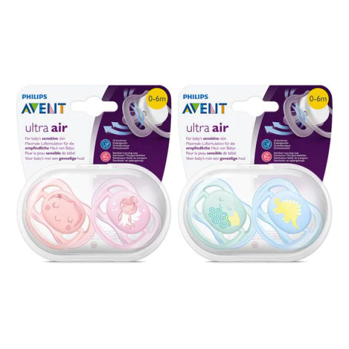 Avent Ultra Air Soother Night Time Glow 0-6m 2 Pack