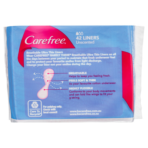 Carefree Barely There Unscented Panty Liners 42 Pack Blooms the Chemist
