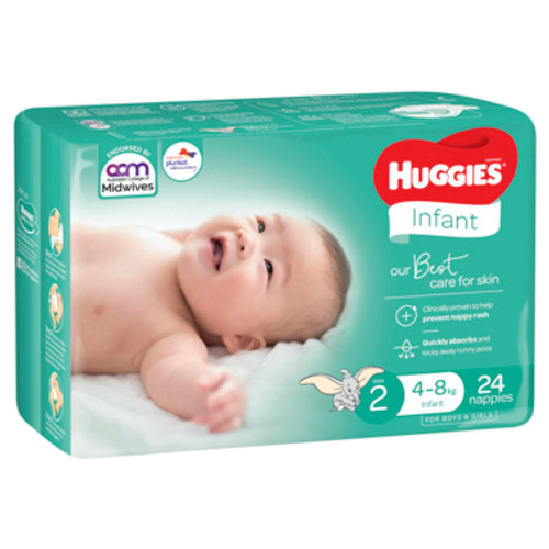 Huggies Infant Nappies Size 2 (4-8kg) 24 Pack