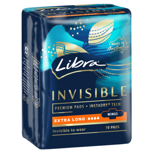 Libra Invisible Pads Extra Long with Wings 10 pack