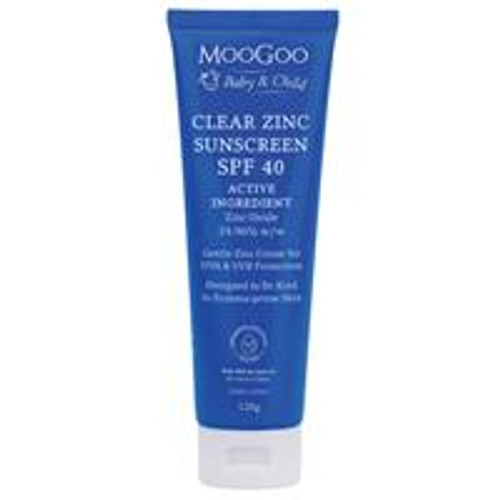 Moogoo Clear Zinc Sunscreen Baby & Child SPF 40 120g