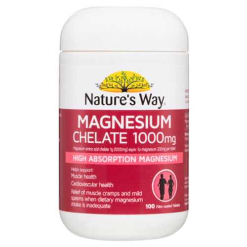 Nature's Way Magnesium Chelate 1000mg 100 Tablets