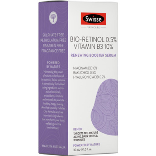 Swisse Skincare Bio-Retinol 0.5% Vitamin B3 10% Renew Boost Serum 30mL
