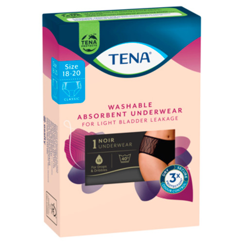 TENA Washable Absorbent Underwear Classic Noir Size 18-20 1 Pair