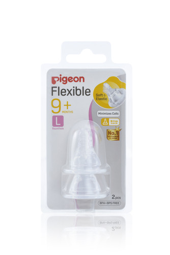 Pigeon Flexible Peristaltic Slim Neck Teat L 2 Pack
