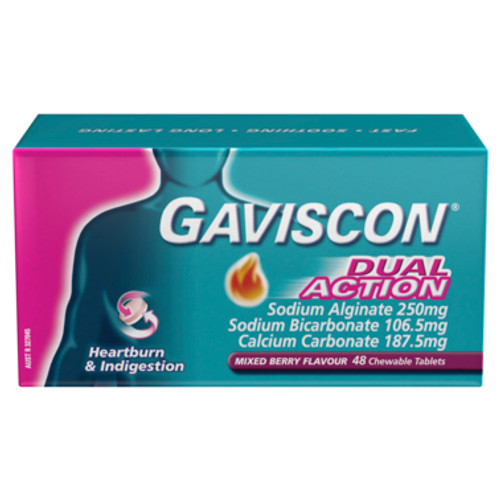 Gaviscon Dual Action Mixed Berry Flavour 48 Chewable Tablets