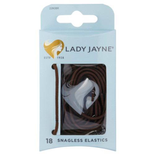 Lady Jayne Snagless Elastics Brown 18 Pack
