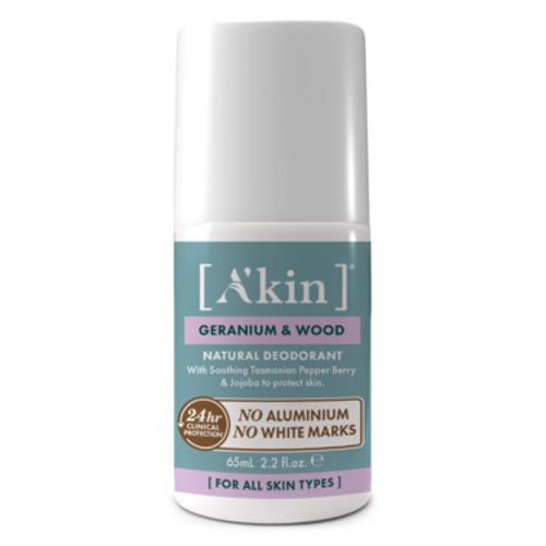 A'Kin Geranium & Wood Roll On Deodorant 65mL