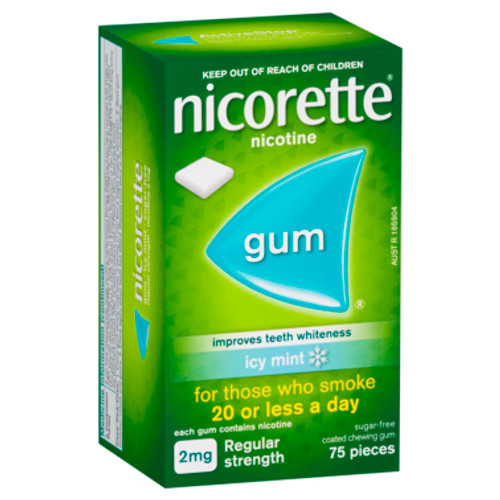 Nicorette Quit Smoking Regular Strength Nicotine Gum Icy Mint 75 Pack