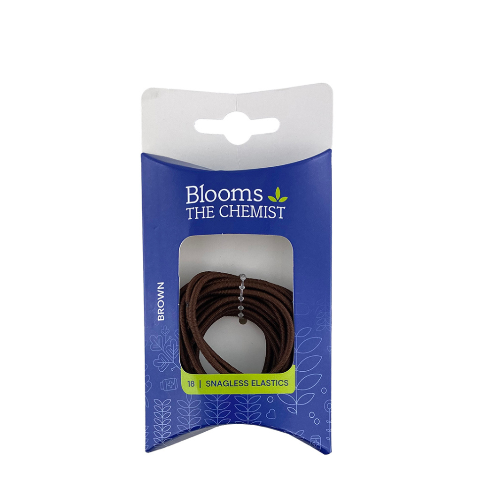Blooms The Chemist Snagless Thin Hair Elastics Brown 18 Pack