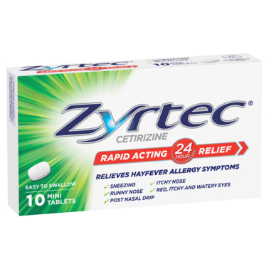 Zyrtec Rapid Acting Hayfever & Allergy Relief  Mini Tablets 10 pack