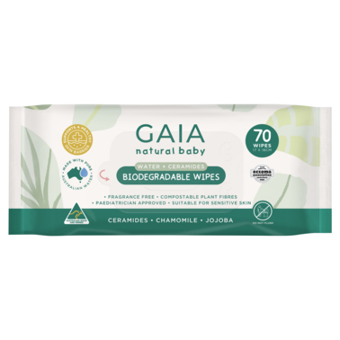 GAIA Natural Baby  Biodegradable Water Wipes 70 Pack