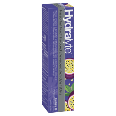 Hydralyte Effervescent Electrolyte Passionfruit Punch Flavoured 20 Tablets