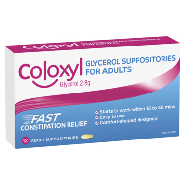 Coloxyl Glycerol Suppositories For Adults 12 Pack