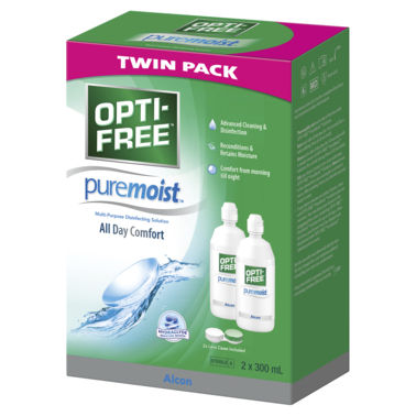 Opti-Free PureMoist Contact Lens Solution Twin Pack 300ml x 2