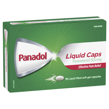 Panadol Paracetamol 500mg Liquid Caps 16 Liquid filled Soft Gel Capsules