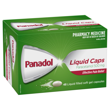 Panadol Paracetamol 500mg Liquid Caps 48 Liquid filled Soft Gel Capsules