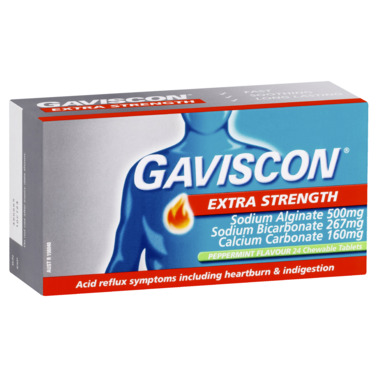 Gaviscon Extra Strength Peppermint 24 Chewable Tablets