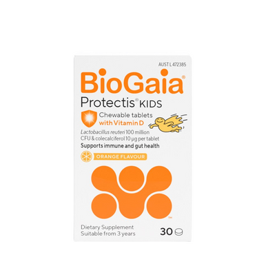 BioGaia Protectis Kids with Vitamin D 10mcg 30 Orange Flavour Chewable Tablets