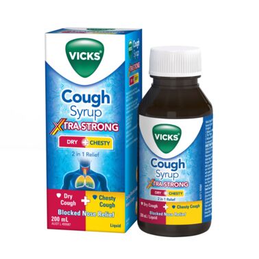 Vicks Xtra Strong Dry+Chesty Cough Syrup 200mL