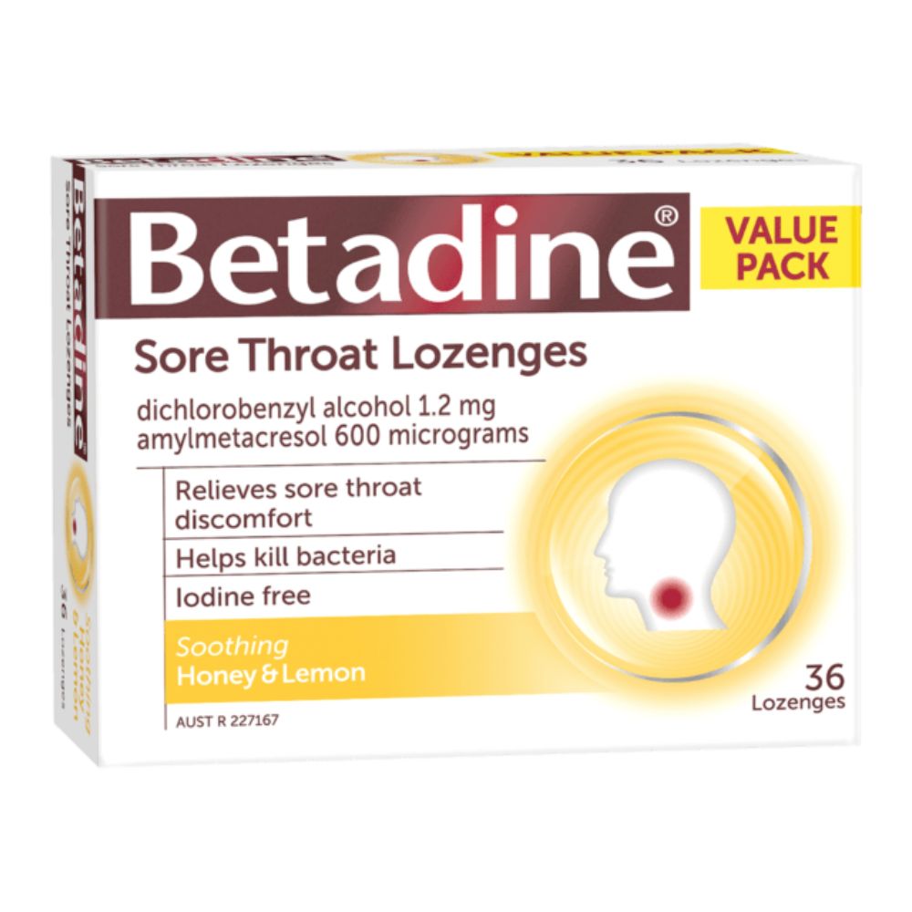 Betadine Sore Throat Honey 36 Lozenges