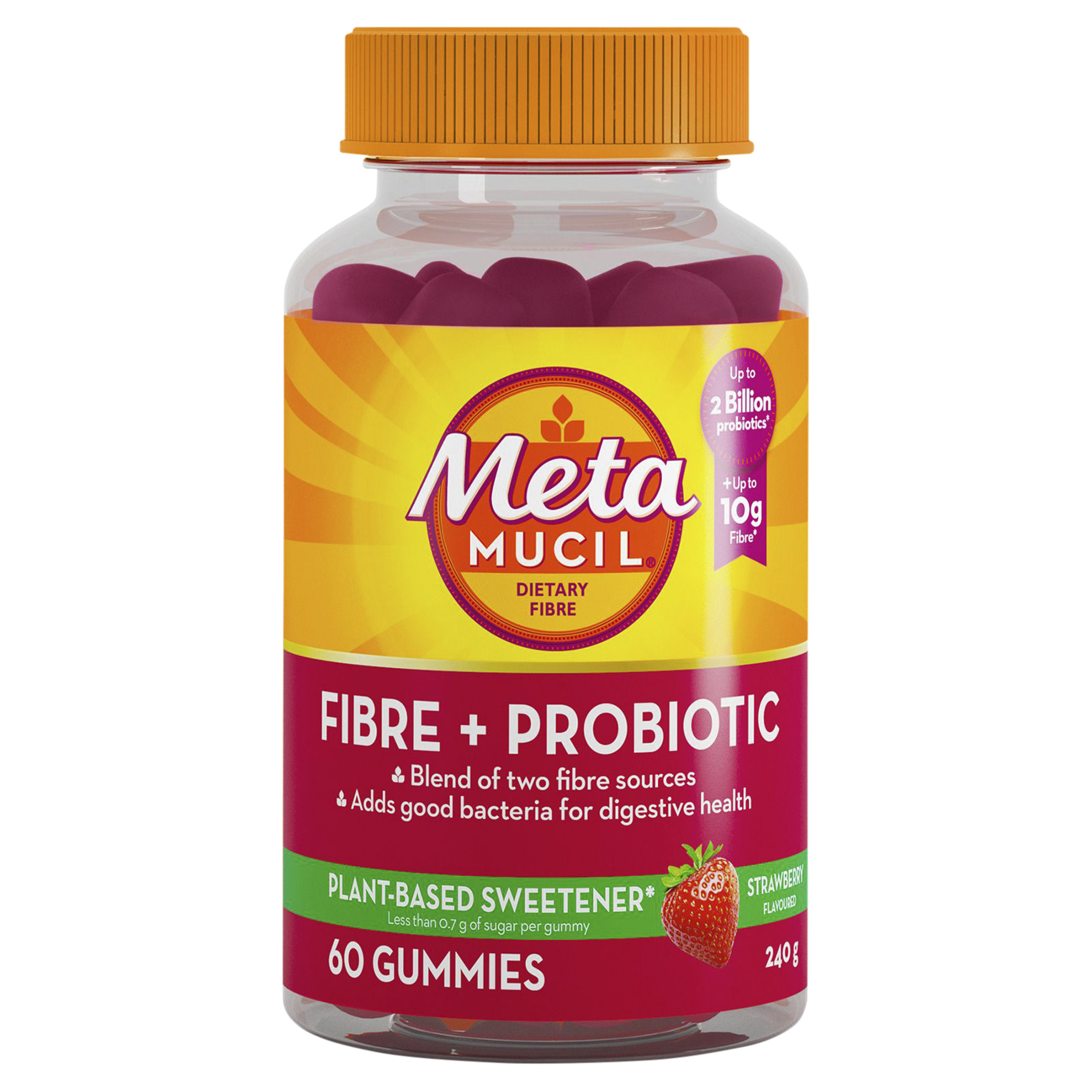 Metamucil Fibre + Probiotic Strawberry Gummies 60 Pastilles